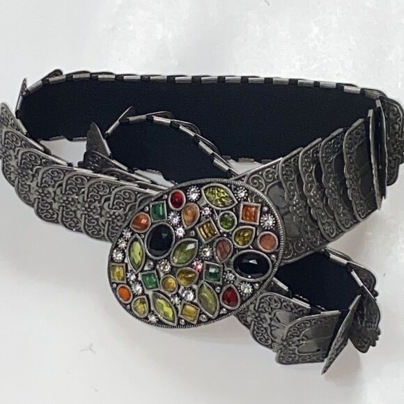 VTG,RECTANGLE ELASTIC METAL AND RHINESTONE 80S,BELT main image 13